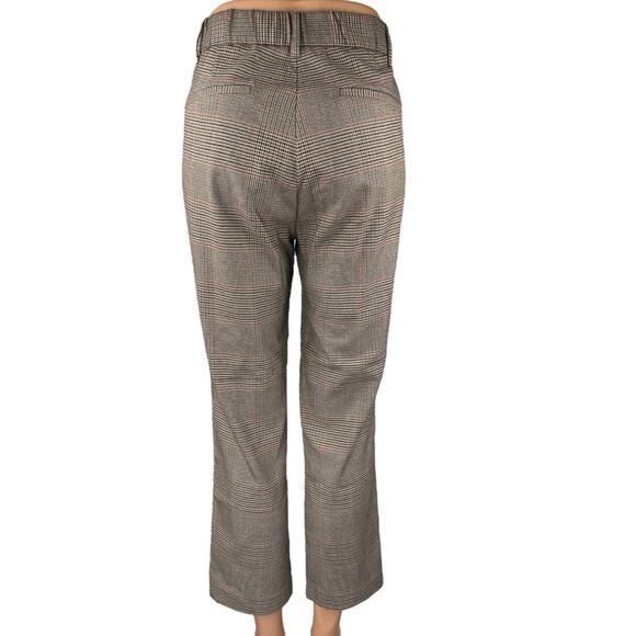 Zara Brown Houndstooth Plaid High Waisted Straight Leg Trousers Dress Pants Sz M - Picture 3 of 5